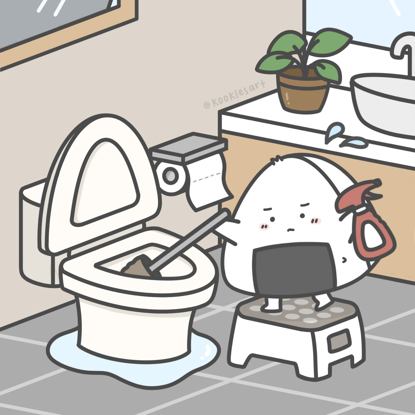 Cleaning Toilet Art Print